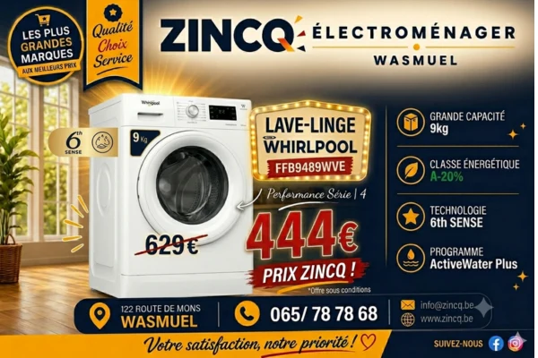 Lessiveuse - Wirlpool - FFB9489WVEE - 9 KG