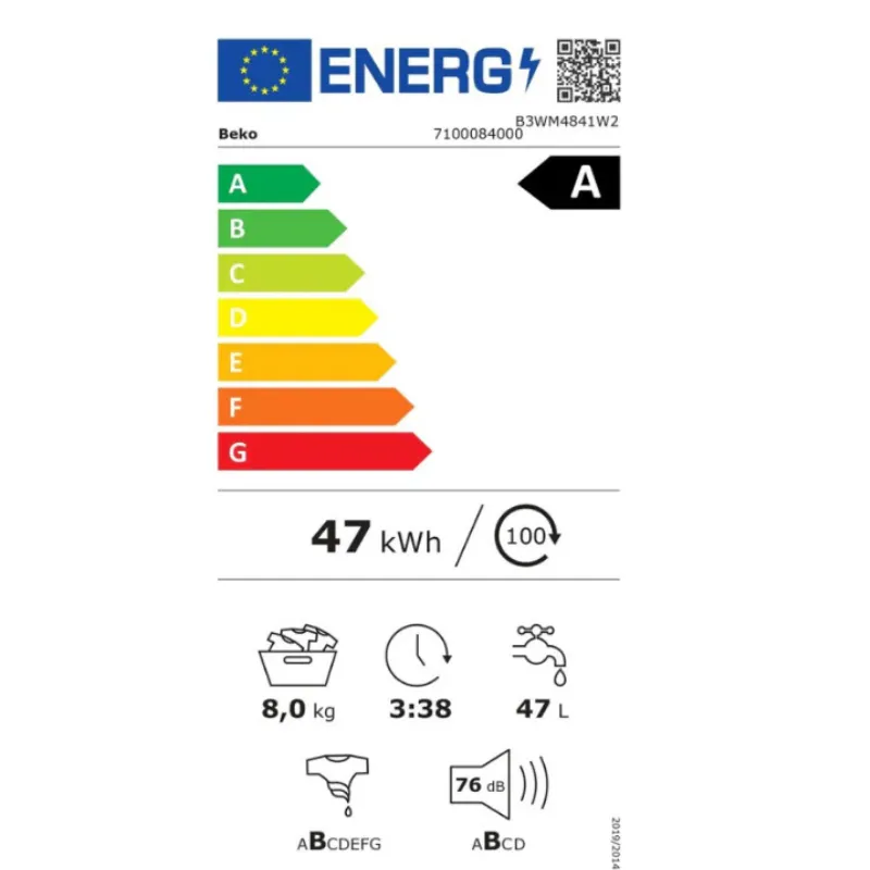 Machine à laver Beko 8KG- Classe énergétique A - Garantie 5 ans .webp