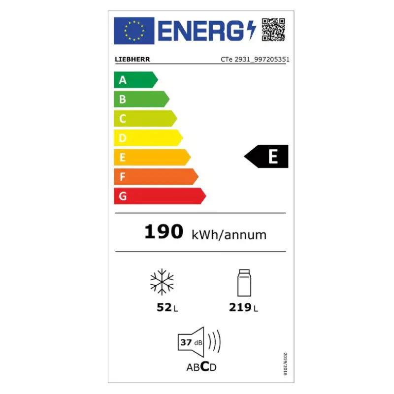 Frigo Liebherr - Cte2931 - Congélateur dessus - Blanc - Garantie 10 ans.webp