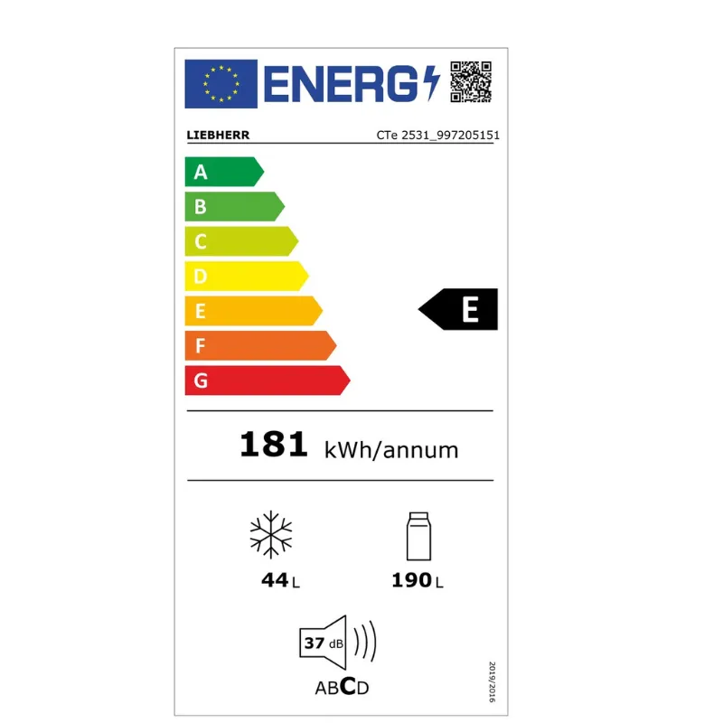 Frigo Liebherr - Cte2531 - Congélateur dessus - Blanc - Garantie 10 ans.webp