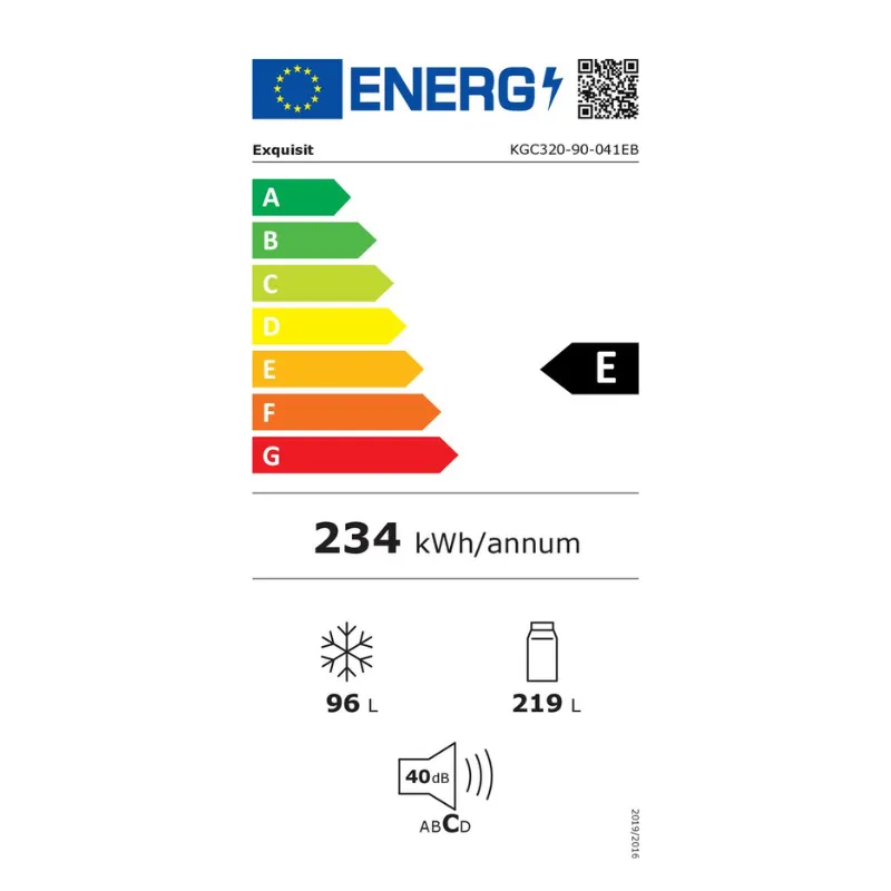 Frigo Exquisit KGC320 - Classe énergétique E - Couleur Noir.webp