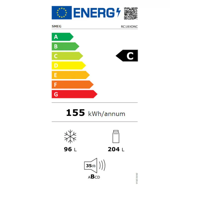 Frigo combiné - SMEG -RC18XDNC - Classe énergétique C - No frost - Couleur INOX (1).webp