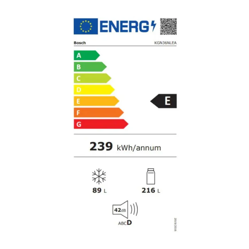 Frigo Combiné Bosch - KGN36NLEA - Inox - No frost - Classe énergétique E - ZINCQ - WASMUEL.webp