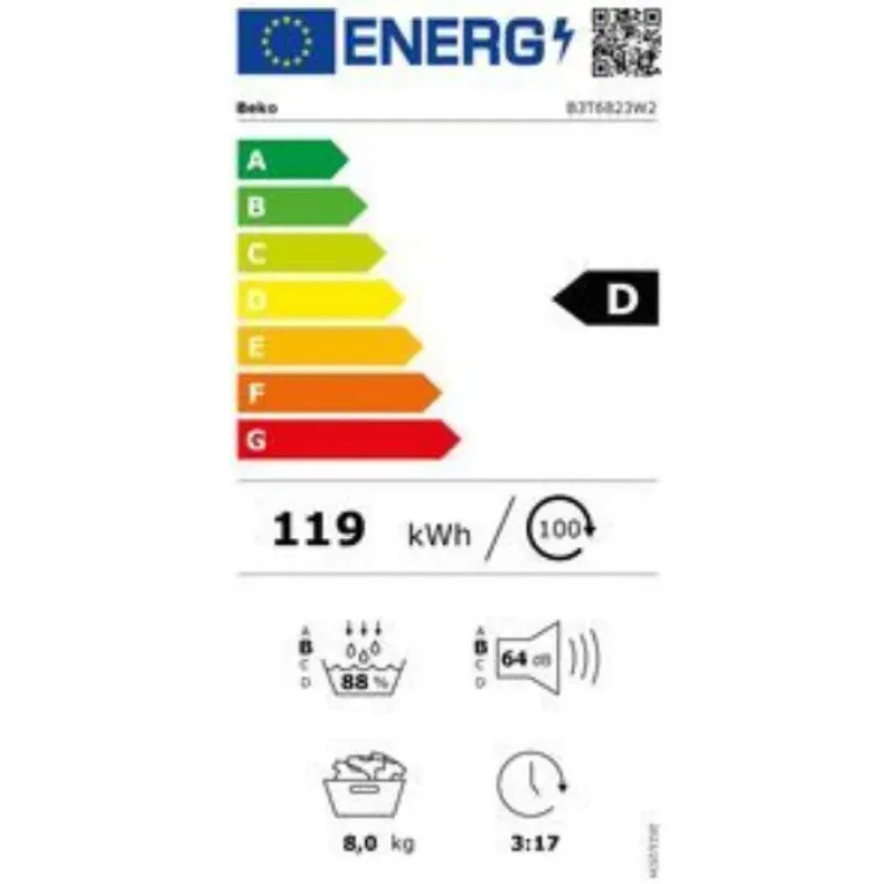 Sèche linge Beko - 8KG - Pompe à chaleur - Classe énergétique D (1).webp
