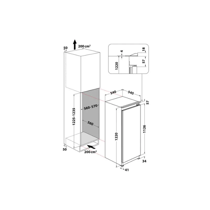 Réfrigérateur - encastrable - Whirlpool - ARG86122- Classe énergétique E.webp