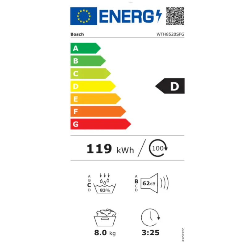 Sèche linge Bosch - 8KG - Pompe à chaleur - Classe énergétique D - Exclusiv.webp