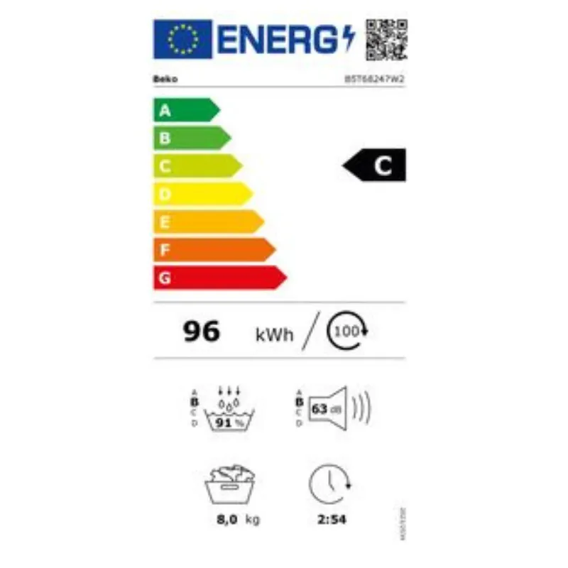 Sèche linge Beko - Hybride - 8 KG -Garantie 5 ans -B5T68247W2 (1).webp