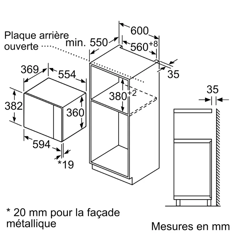 Micro onde - Bosch - Encastrable - BEL554MB0 -Couleur noir - Zincq - hauteur 38 cm.webp