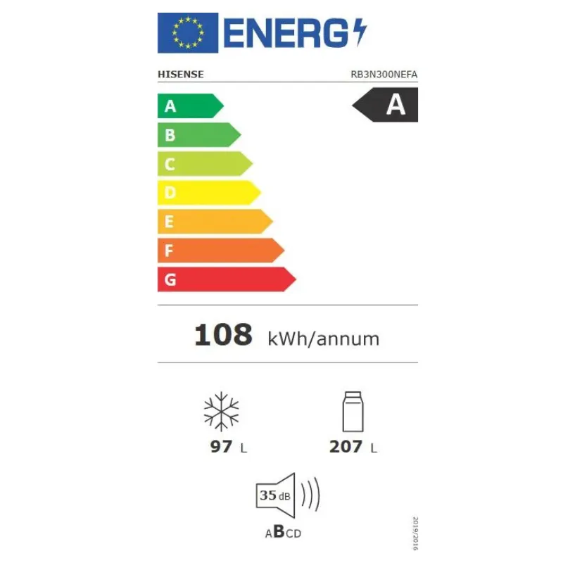 Frigo - Hisense - RB3N300NEFA - Classe énergétique A - couleur Inox noir - avec congélateur - no frost.webp