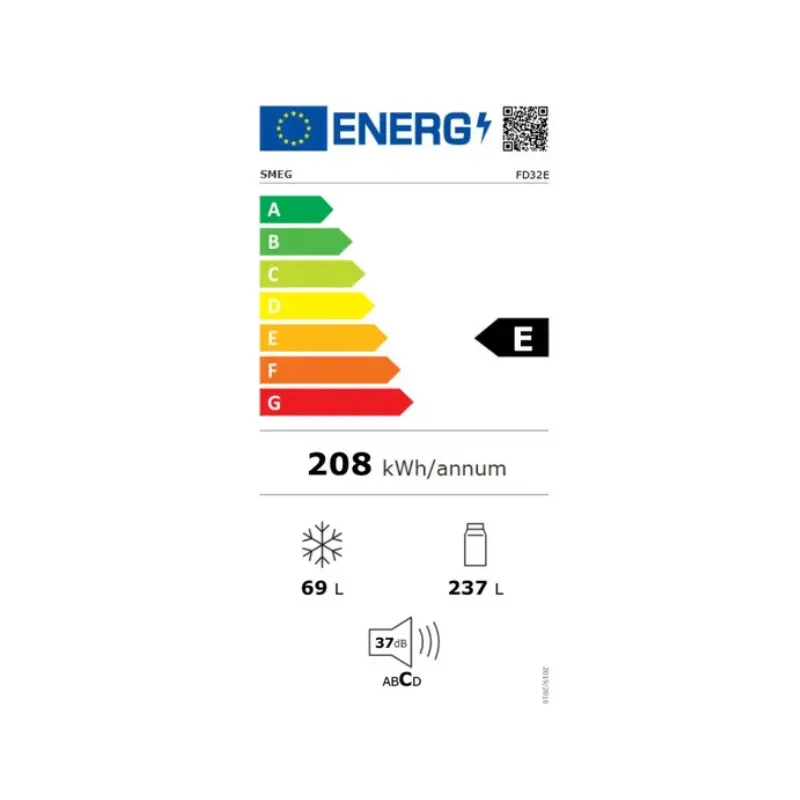 Frigo - combiné - SMEG - congélateur dessus - FD32E - Blanc - classe énergétique E - zincq - Wasmuel - hauteur 175 cm .webp