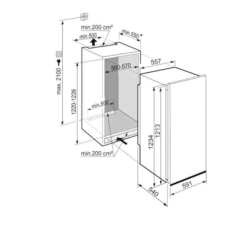 Frigo encastrable Irse 4100 charniere à glissiere Liebherr frigo pour cuisine equiper 122 cm (1).webp
