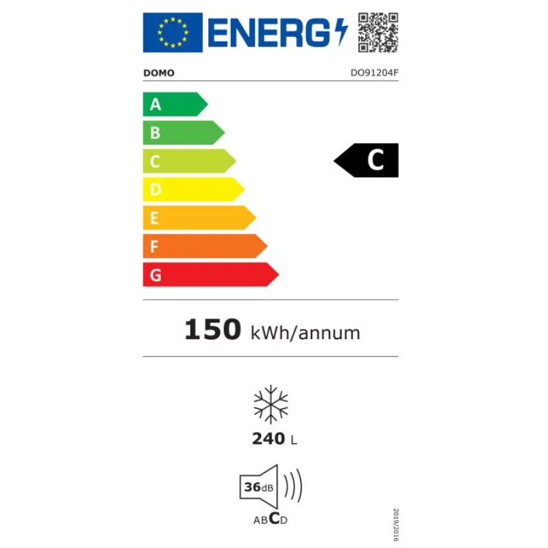 Congélateur - DOMO - DO91402C - Classe énergétique C -240 Litres - nofrost - couleur inox - 7 tiroirs - 36dB .webp