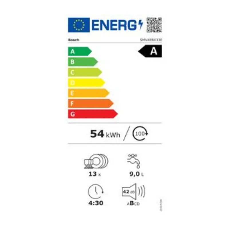 Lave vaisselle - Bosch - SMV4EBX33E - Classe énergétique A - Fabrication allemande - Exclusiv - Garantie 5 ans -Full intégrable - 13 couverts.webp