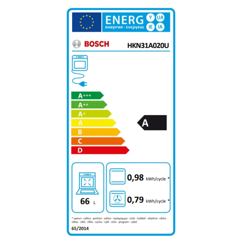 Cuisinière - Bosch - HKN31A020U - Couleur blanc - vitrocéramique - classe énergétique A - minuterie.webp
