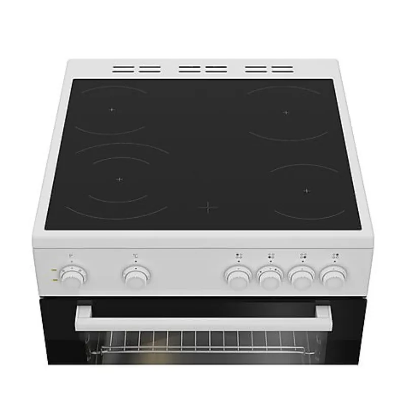 Cuisinière - Beko - FBM6701W - Couleur blanc - avec bouton - vitrocéramique - classe énergétique A - minuterie - four de 66litres .webp