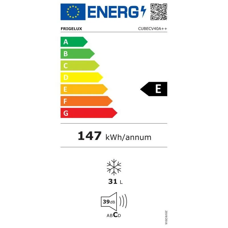 Congélateur - Cube - CUBECV40A++ - Classe énergétique E - Frigelux - 31 Litres .webp