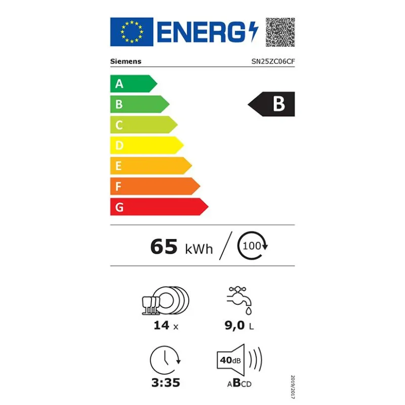 Lave vaisselle Siemens SN25ZC06CF -EXTRAKLASSE - Classe énergétique B.webp
