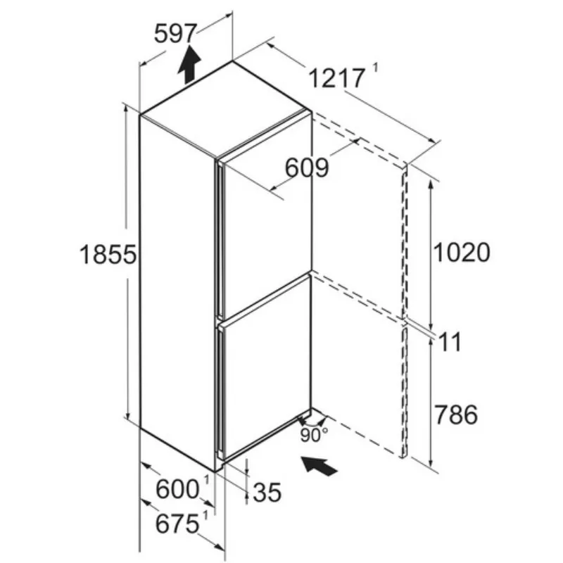 Frigo - combiné - congélateur dessous - couleur inox - Classe énergétique C - CNSDC5203 - Garantie 10 ans - fabrication allemande - no frost (2).webp