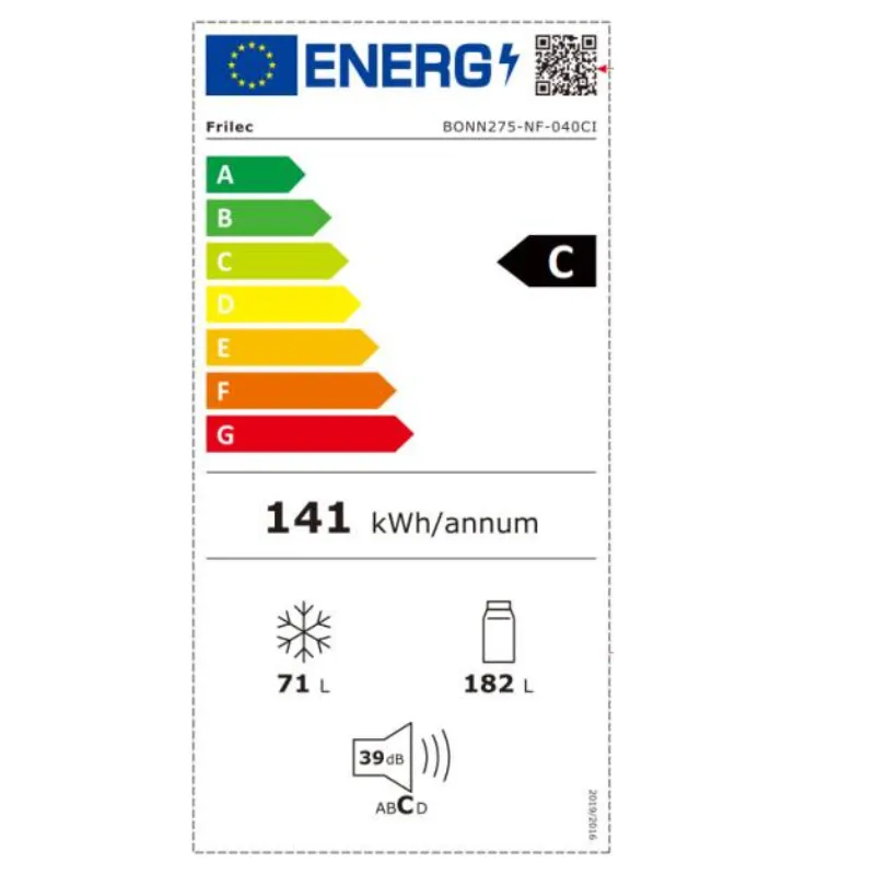 Frigo - combiné - Frilec - Couleur inox - classe énergétique C - no frost - congélateur dessus (2).webp