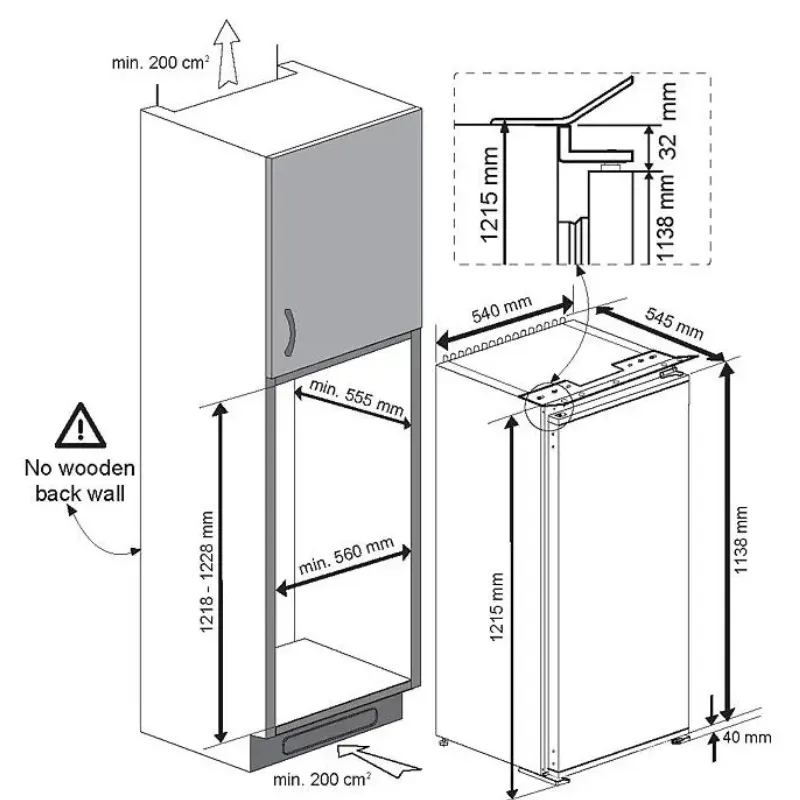 Frigo - encastrable - Beko - BLSA310M4SN - sans congélateur - classe énergétique E - hauteur 122 cm - 198 Litres - Glissières -35dB - 100KWh - Prix choc.webp
