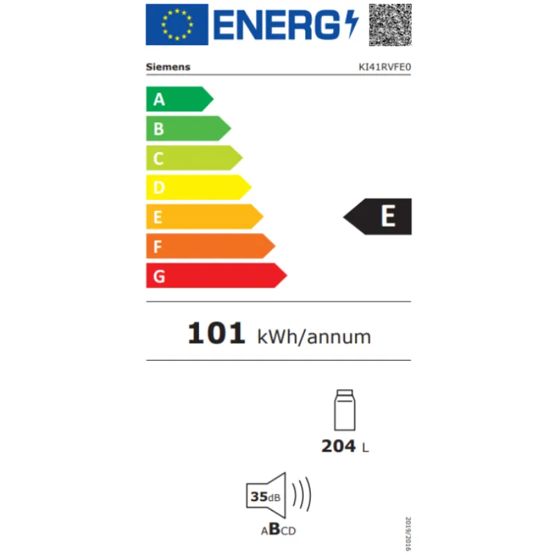 Frigo - encastrable - Siemens - KI41RVFEO - sans congélateur - classe énergétique E - hauteur 122 cm - 204 Litres - Charnières plates -35dB - Qualité allemande - Prix choc (1).webp