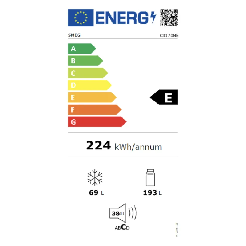 Frigo - encastrable - Smeg - C3170NE - Nofrost - Classe énergétique E - 193 + 69 Litres - doubles portes .webp