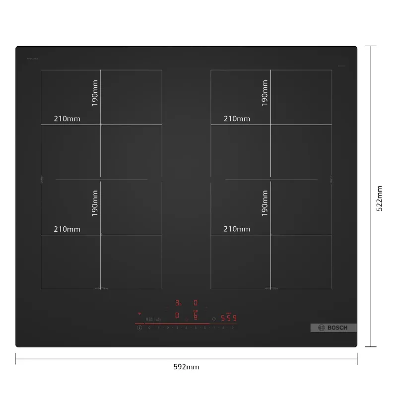 60 cm - noir mat - pas de griffe - perfect fry - PVQ61CHB1E - trou 56 x 49 cm - induction - flex - nouveauté - promotion (3).webp