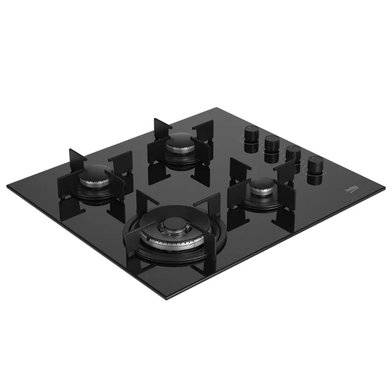 60 cm - verre noir  - beko - table de cuisson- taque - 4 zones - bouton  - sécurité thermocouple.webp