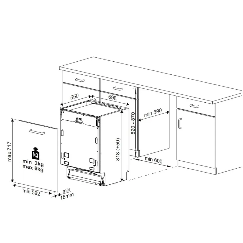 Lave vaisselle - Beko - full intégrable - DIN34320 - Classe énergétique E.webp