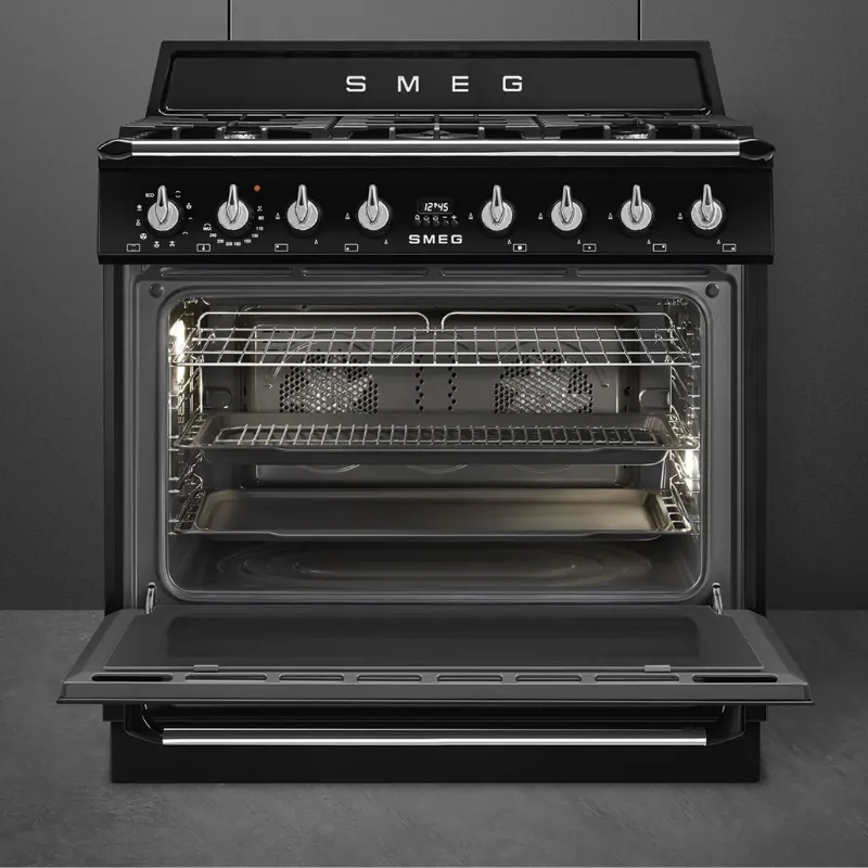 tr90gmbl - TR90GMBL - Classe énergétique A - Cuisinière - Victoria - couleur noir - 5 bruleurs - smeg.webp