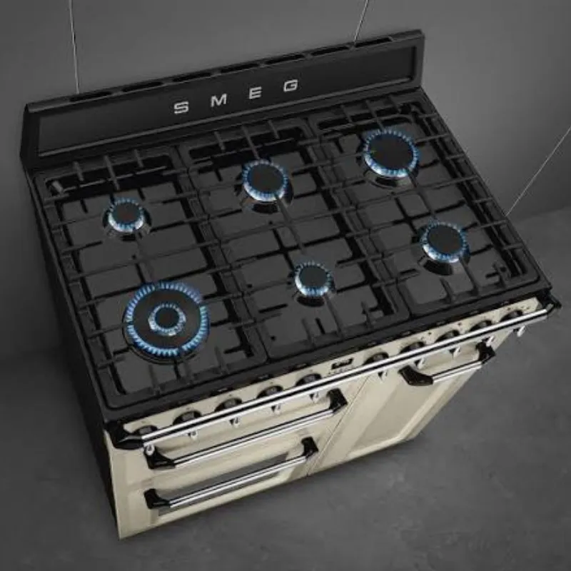 TR93P - victoria - smeg - cuisinière -largeur 90 cm - couleur crème - 6 bruleurs.webp
