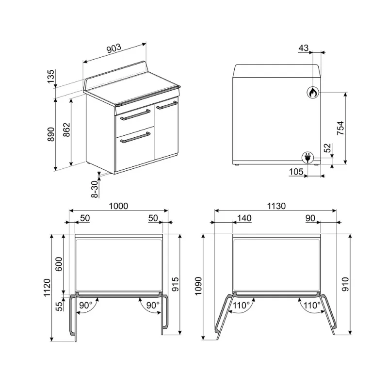 TR93P - victoria - smeg - cuisinière -largeur 90 cm .webp