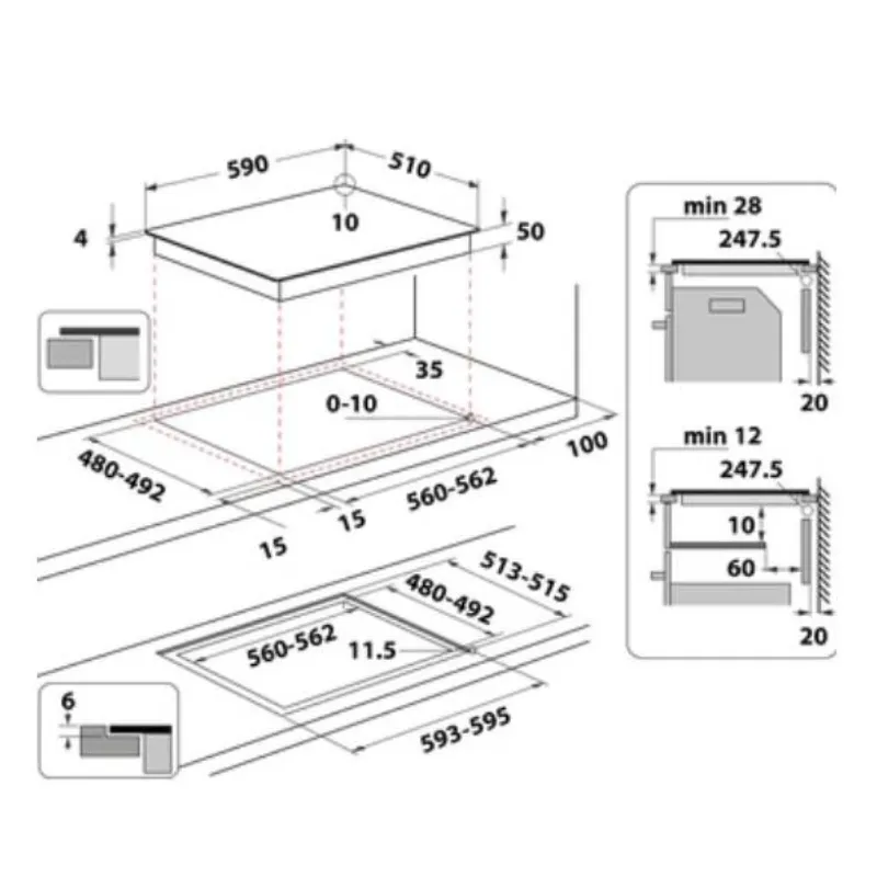 table de cuisson - whirlpool - induction - WSQ2160NE - 6th sense - 4 zones .webp