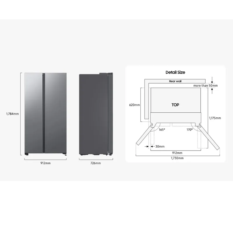 Frigo américain - samsung - inox - Classe énergétique D - RS70F64KDTEF - no Frost - distributeur d'eau & glaçons.webp
