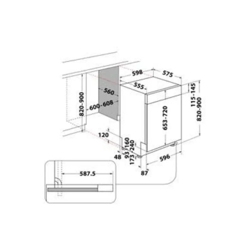 lave vaisselle - Whirlpool - Intégrable - classe énergétique E - bandeau inox -WB6020PX - 14 couvertss (1).webp
