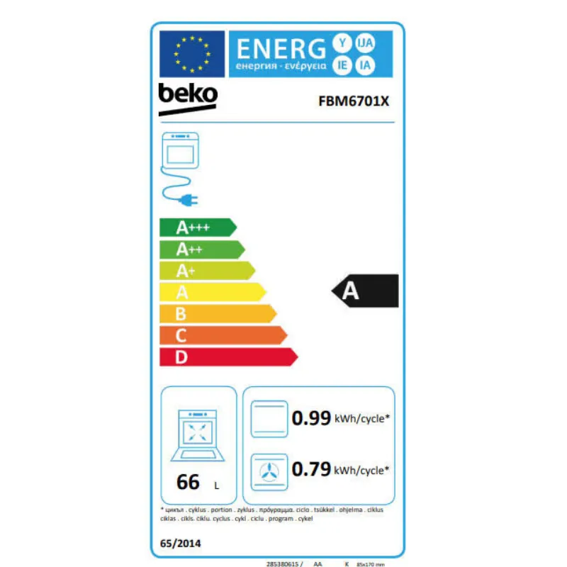 Cuisinière - beko - FBM6701X - Couleur inox - vitrocéramique - classe énergétique A (1).webp
