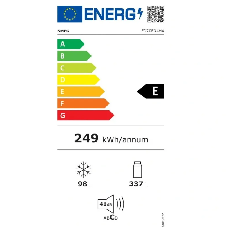 Frigo - combiné - smeg - FD70EN4HX - no frost - congélateur dessus - classe énergétique E.webp