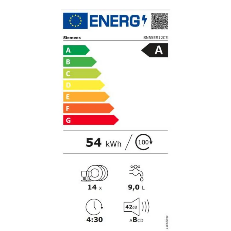 Lave vaisselle - Siemens - SN55ES12CE - avec bandeau - classe énergétique A - intégrable - économique - avec tiroir à couverts - silencieux .webp