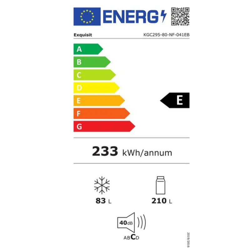 Frigo - exquisit - KGC295 - couleur noir - classe énergétique E - frigo combiné (2).webp