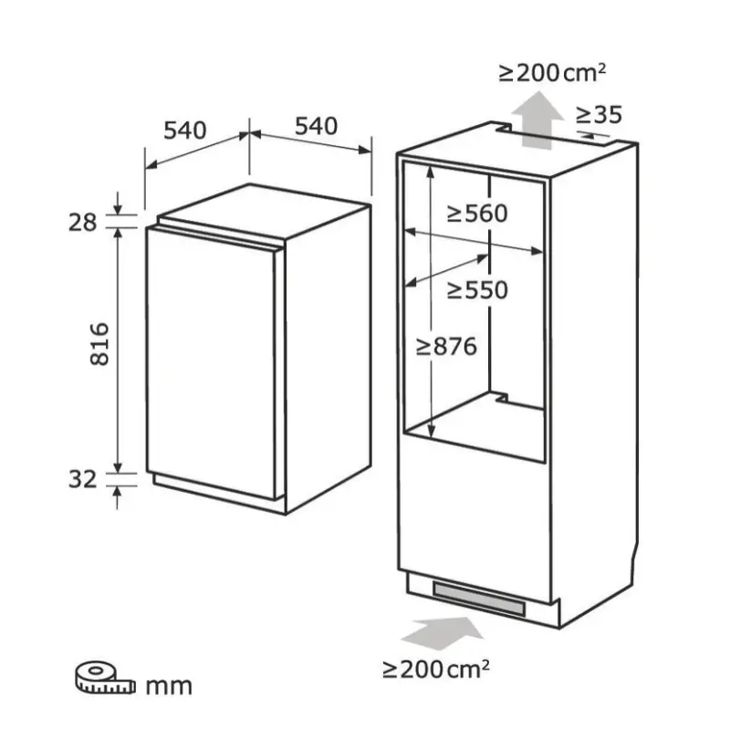 Frigo - encastrable - eks131v040e - garantie 5 ans - glissières - sans freezer - classe énergétique E (1).webp