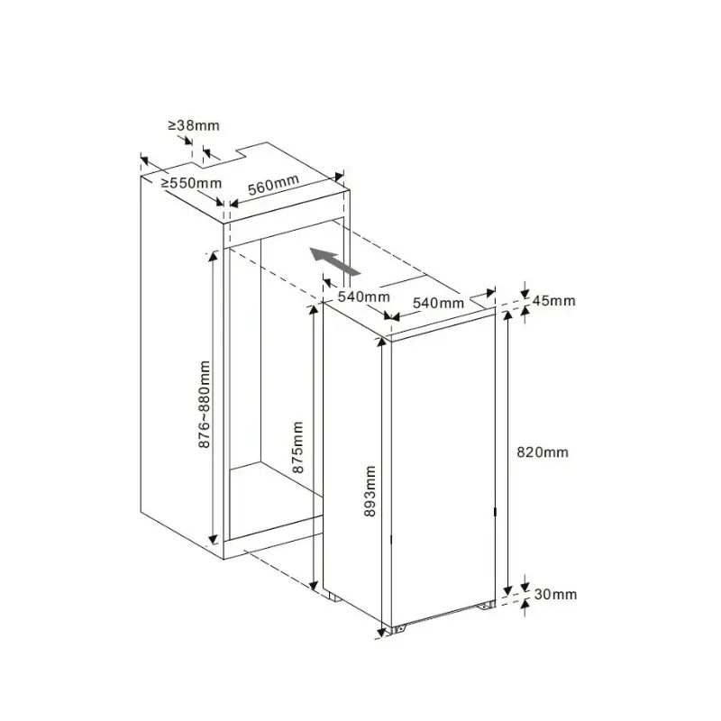 Frigo - encastrable - eks1314e040e - garantie 5 ans - glissières - avec freezer - classe énergétique E (2).webp