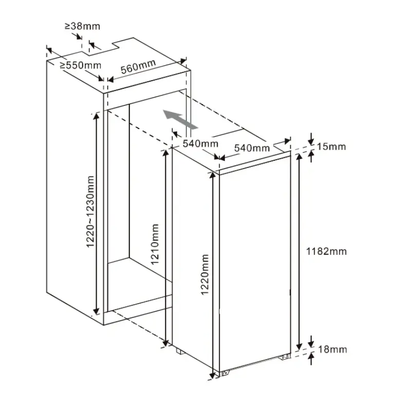 Frigo - encastrable - EKS201VE040 - garantie 5 ans - glissières - sans freezer - classe énergétique E (1).webp