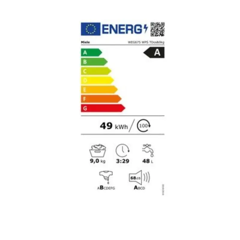 Lessiveuse - Miele - WEG675WPS - Classe énergétique A - 9KG (2).webp