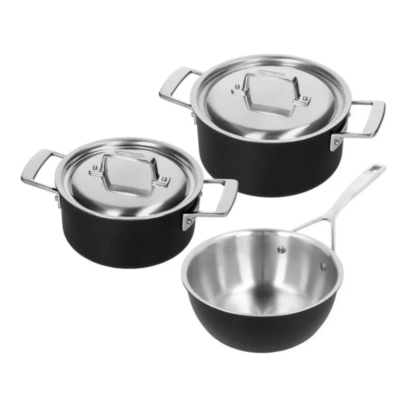 [SET97903] Demeyere Black 5 Set de casseroles et de poêles, 3-pces